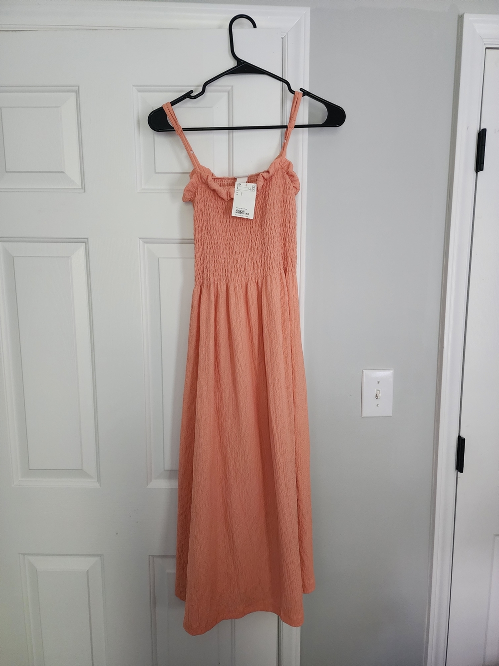H&M Women's peach smocked midi dress